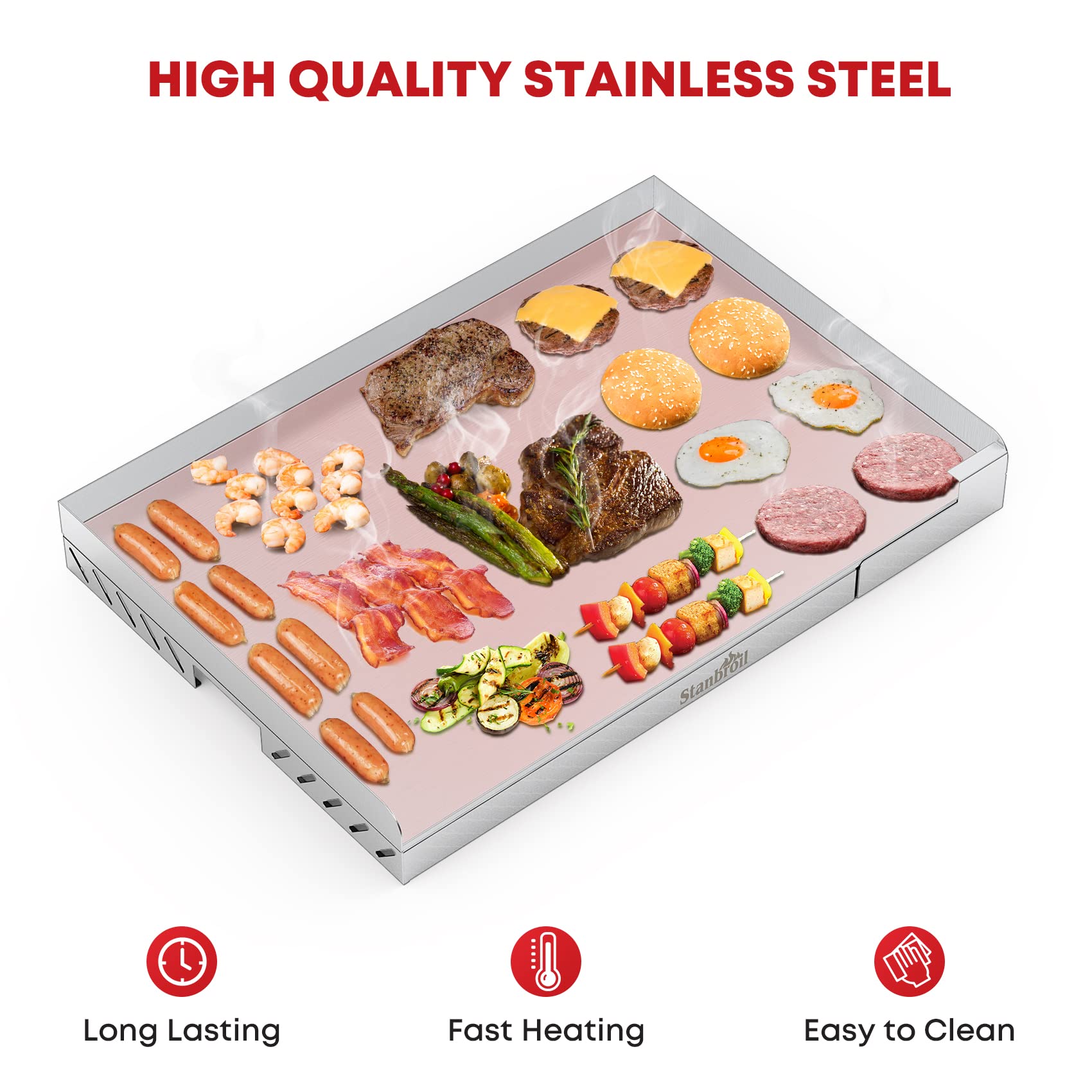 Stanbroil sidewall with food being flipped keeping ingredients contained