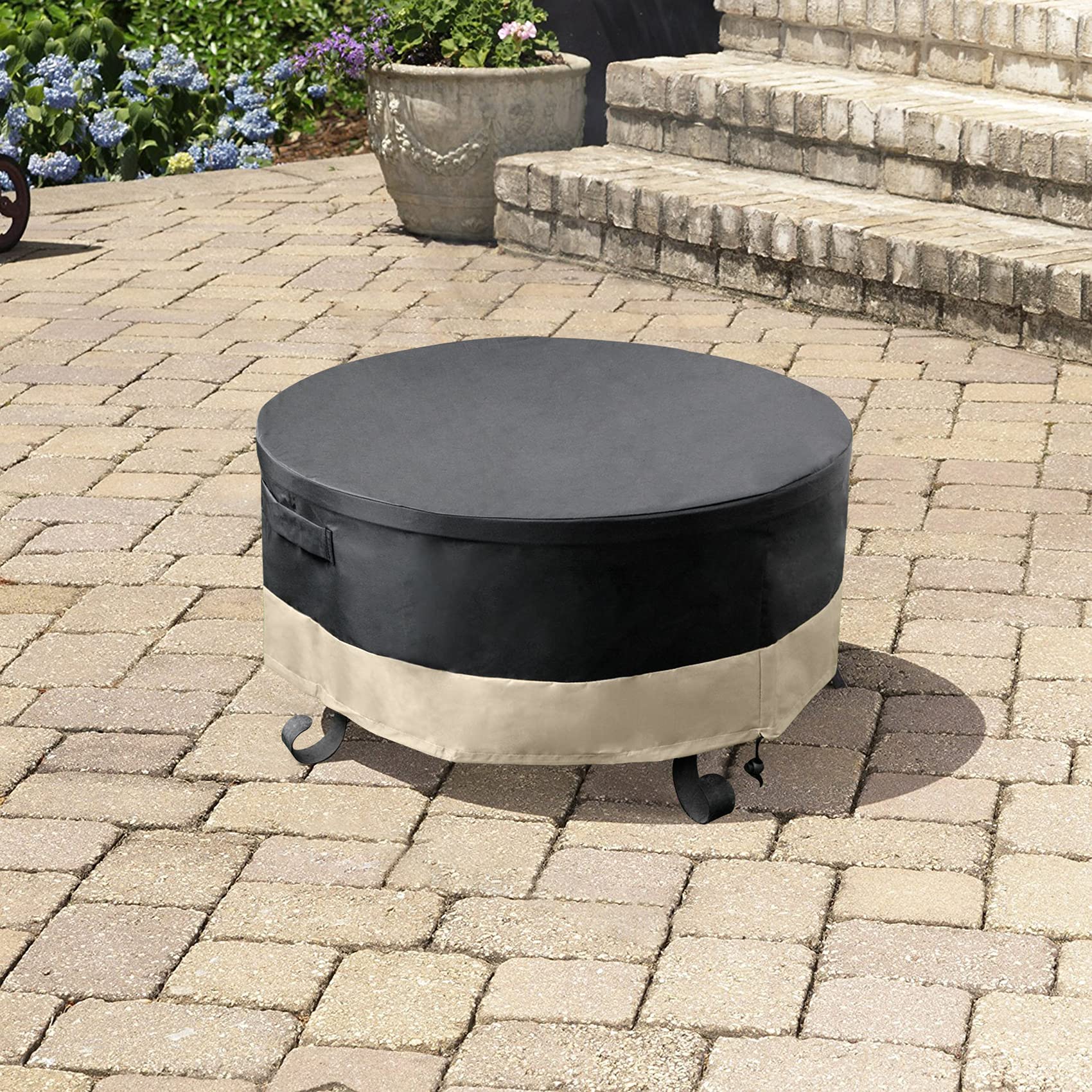 Stanbroil cover beside a patio chair for scale, confirms correct 60-inch fit