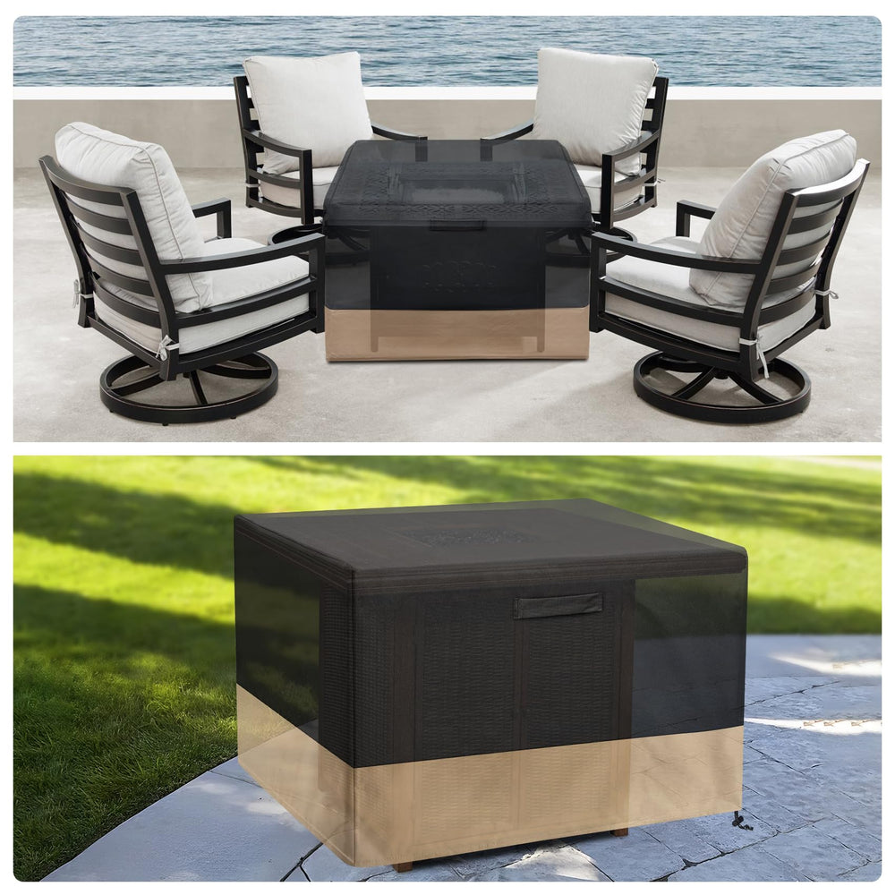 Stanbroil cover shown near chair for scale, demonstrates 40x40x28 fit