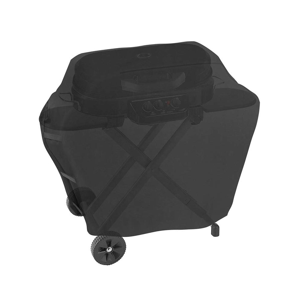 Stanbroil cover shown next to grill handle and wheels for size and fit clarity