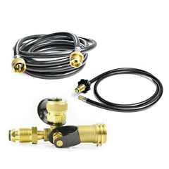 Stanbroil front assembly showing brass tee and hoses for reliable RV hookups