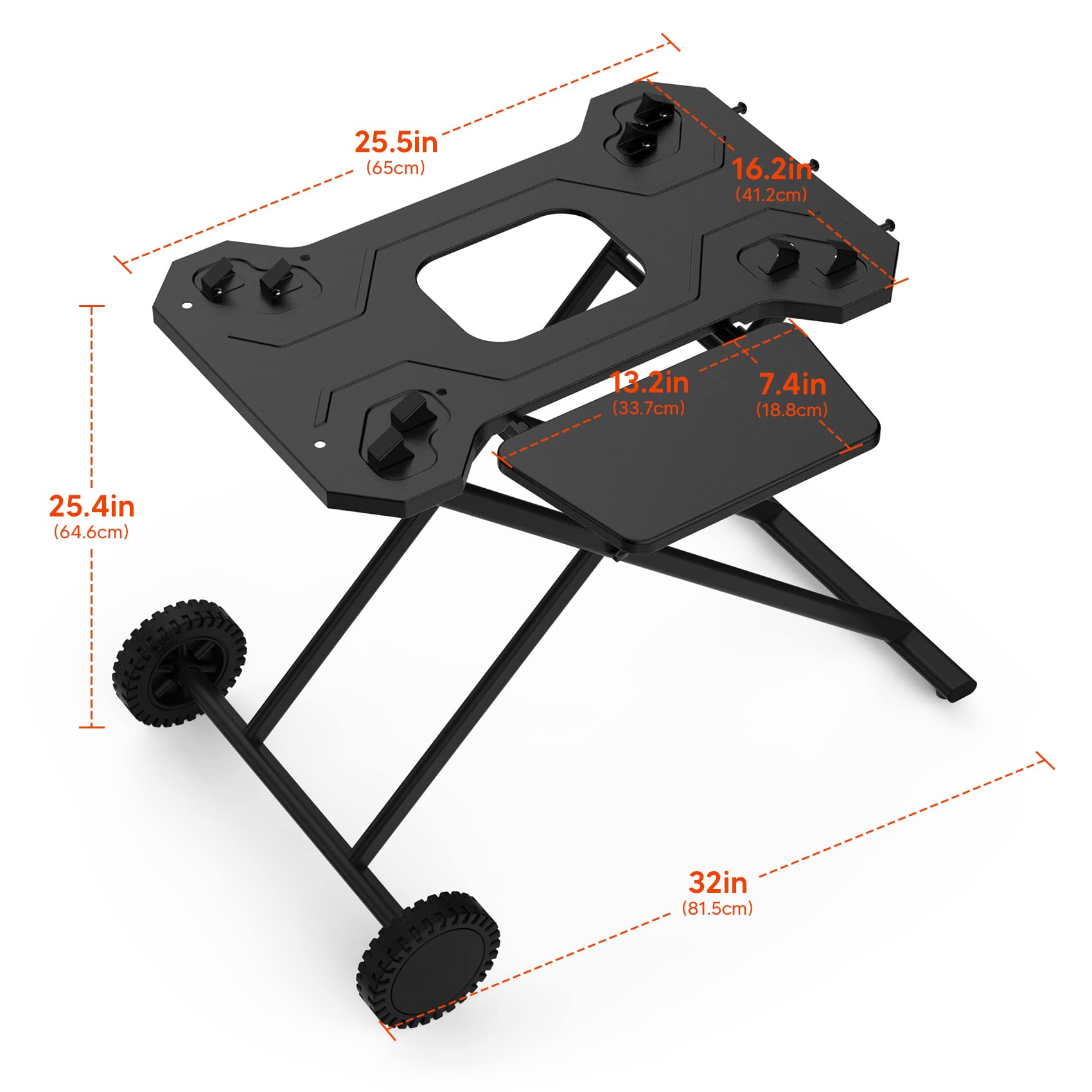 Stanbroil durable wheels and frame detail for easy transport benefit