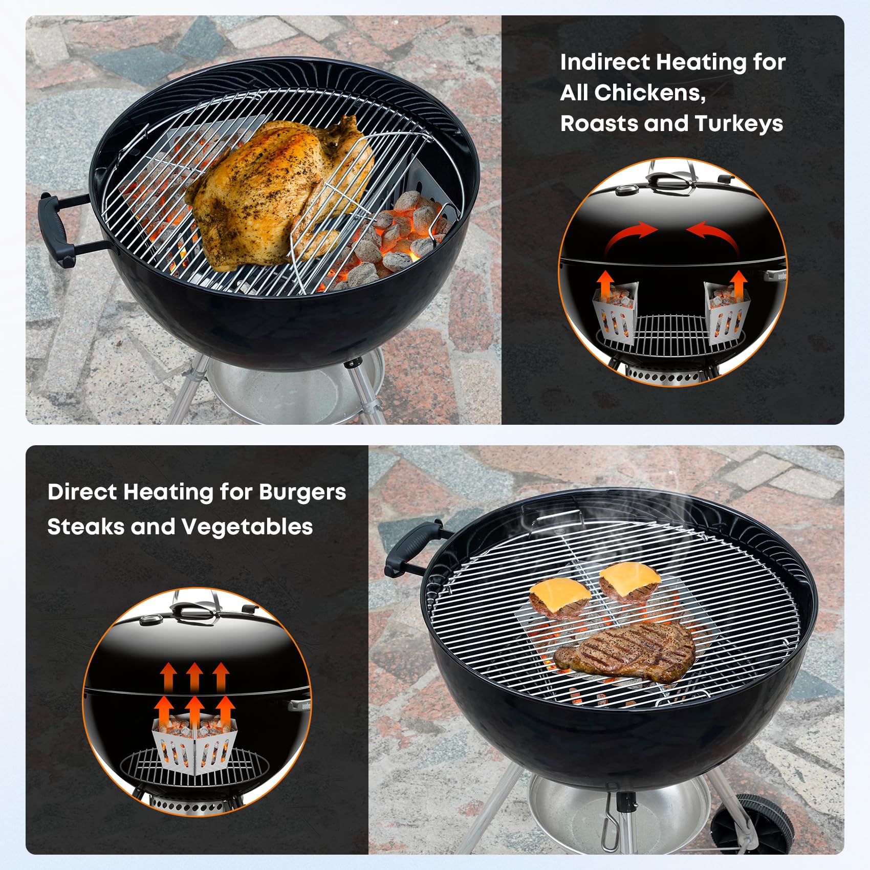 Stanbroil loaded with briquettes and wood chips for faster lighting