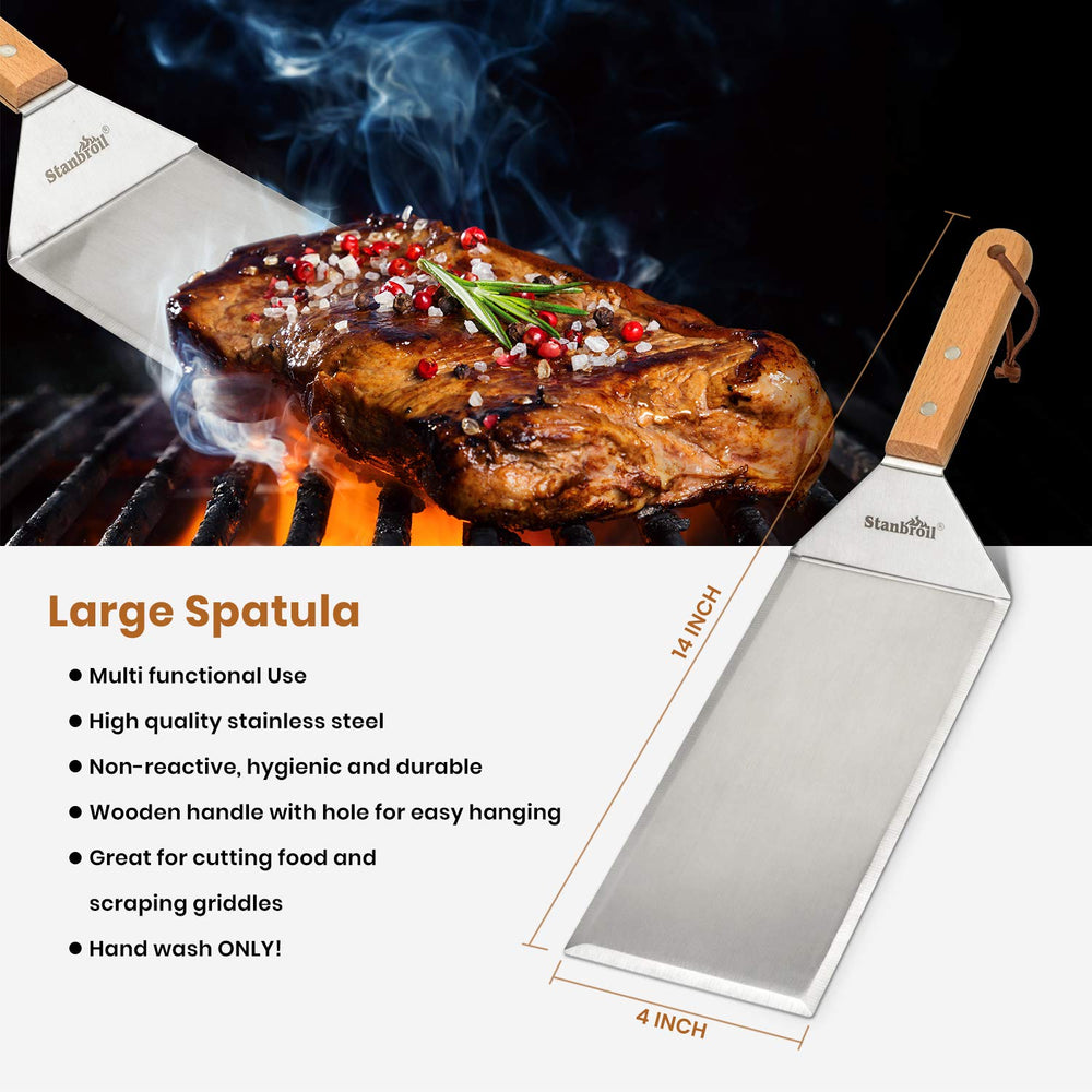 Stanbroil wooden handle texture detail offering comfortable grip and style benefit