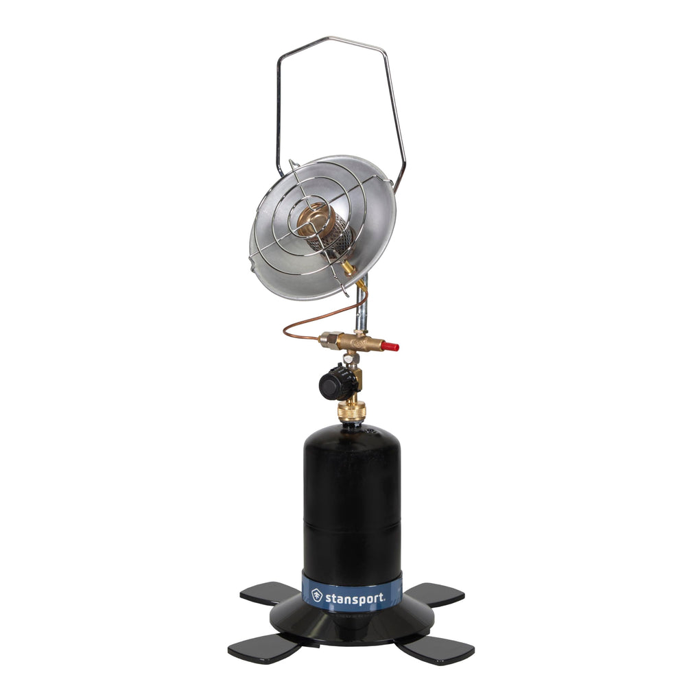 Stansport front view of assembled heater showing compact portability and focused warmth