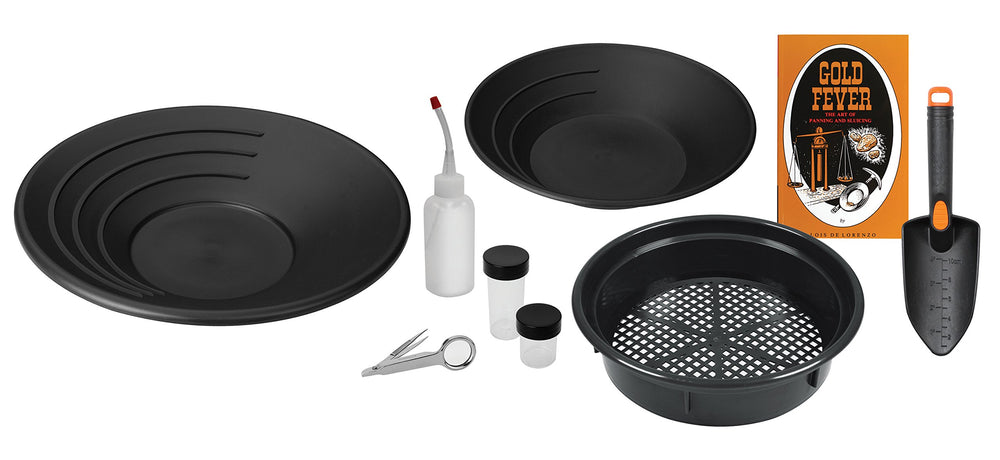 Stansport close-up of 14" and 10.5" pans for efficient separation