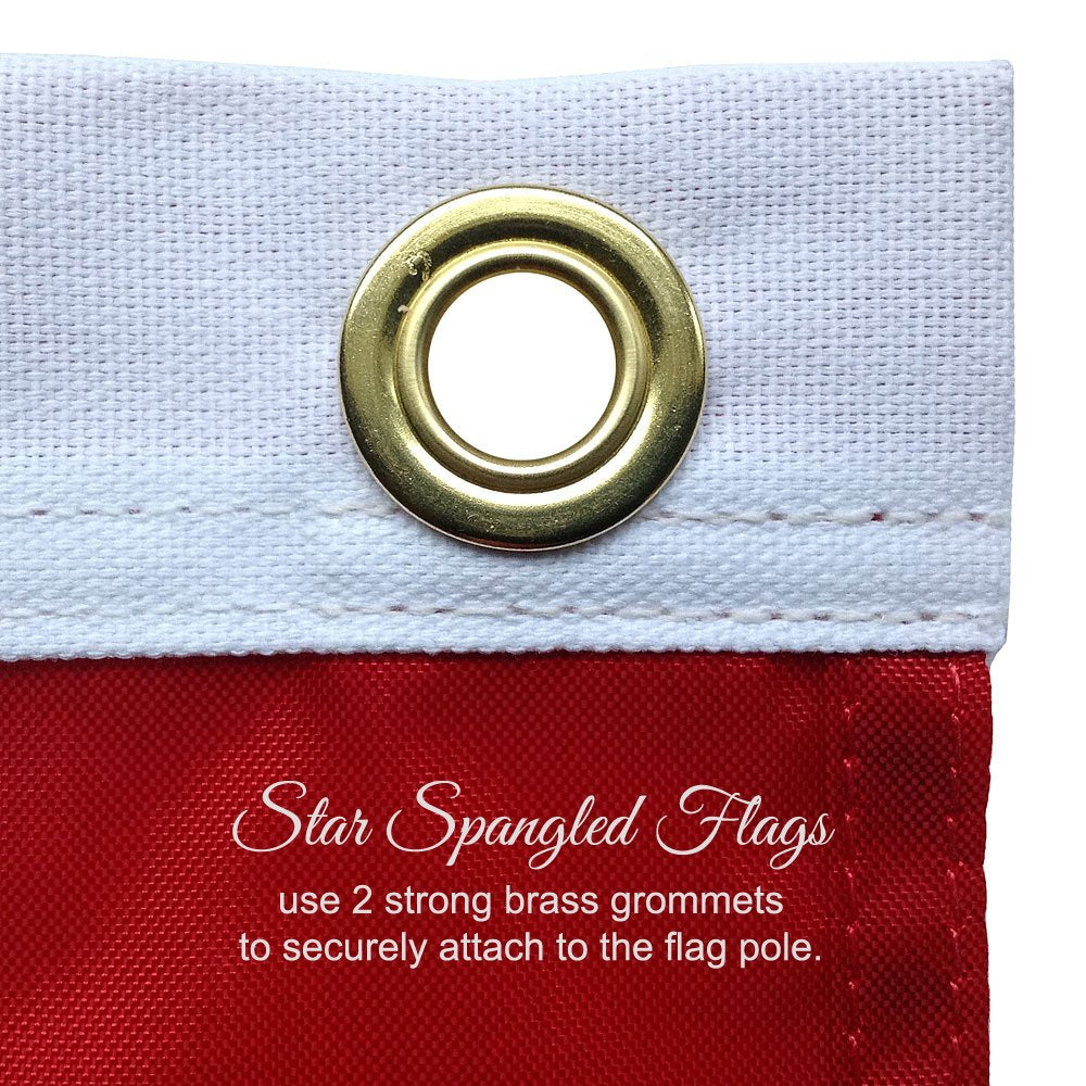 Star Spangled Flags brass grommets and header ready for secure mounting