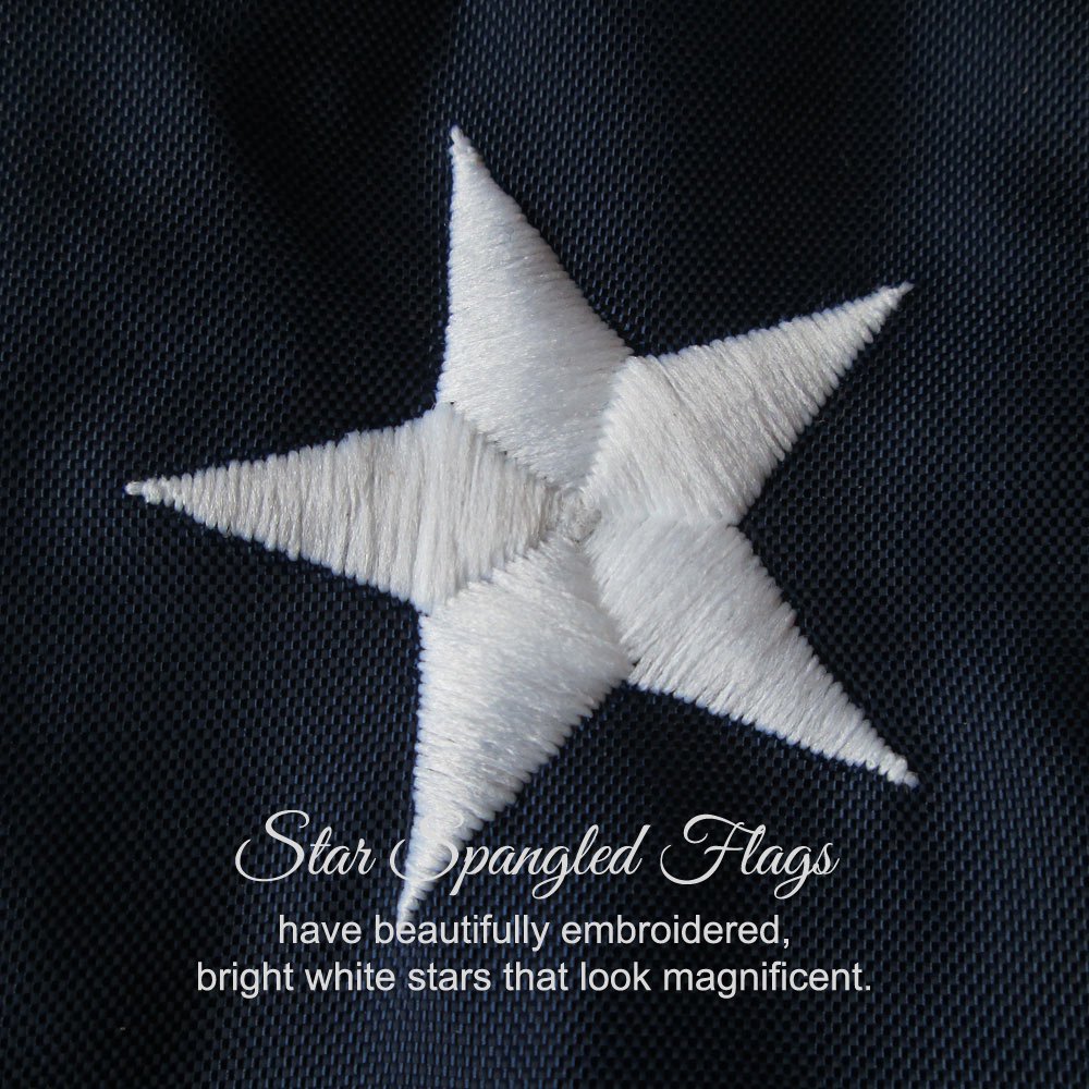 Star Spangled Flags close detail of sewn stripes for stronger, long-lasting seams
