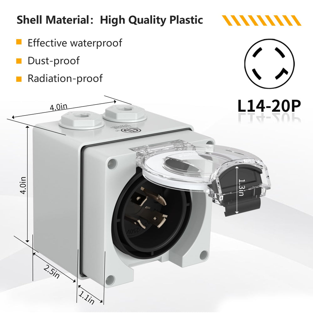 STARELO close-up of twist-lock receptacle highlighting secure generator connection benefit