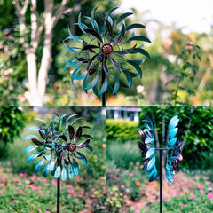 Stargarden wind spinner installed in garden adding dynamic decor and calming motion benefit