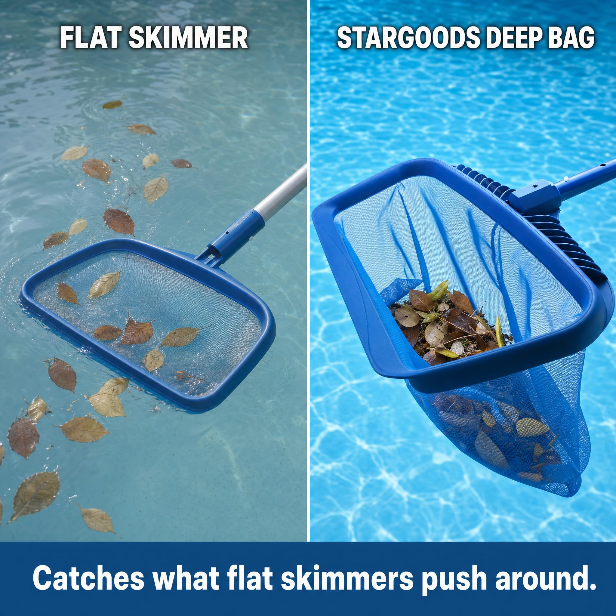 Stargoods skimmer held by hand to show lightweight size benefit