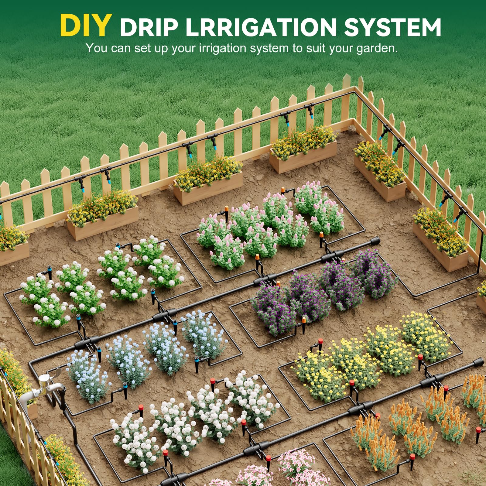 drip irrigation installed in raised beds using STARREY to reduce watering time