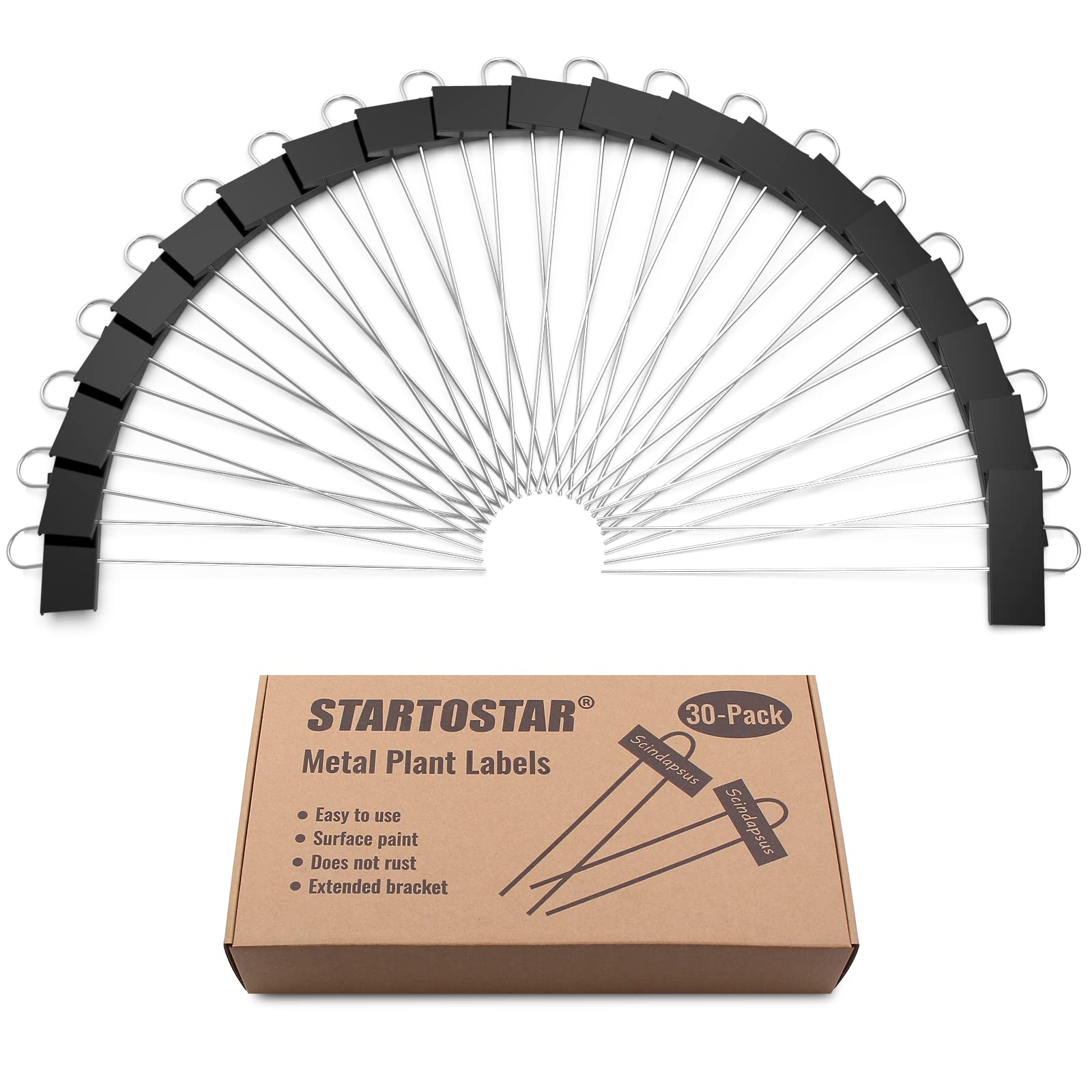 STARTOSTAR markers in garden row illustrating durable outdoor labeling and order