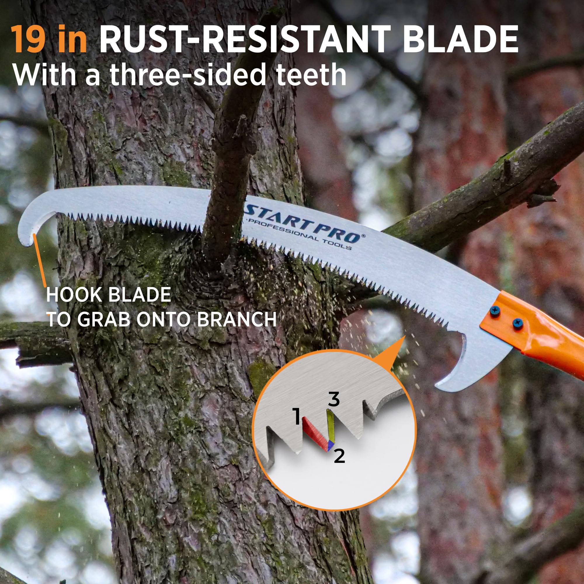 Start Pro carbon-enriched blade close-up showing sharp teeth for clean cuts