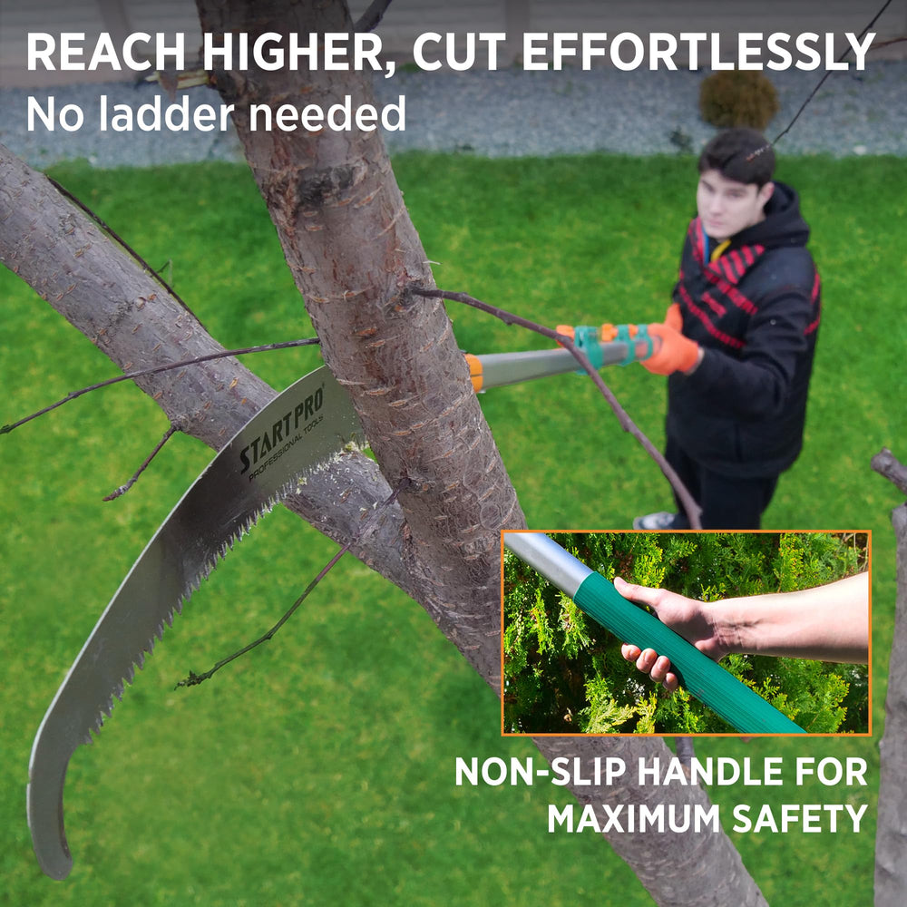Start Pro collapsed pole saw for compact storage and easy transport
