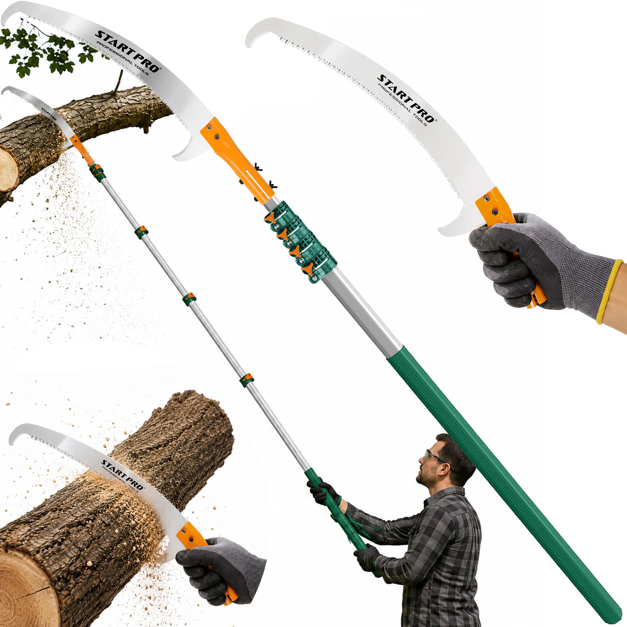 Start Pro front view of pole saw showing compact design and ease of use