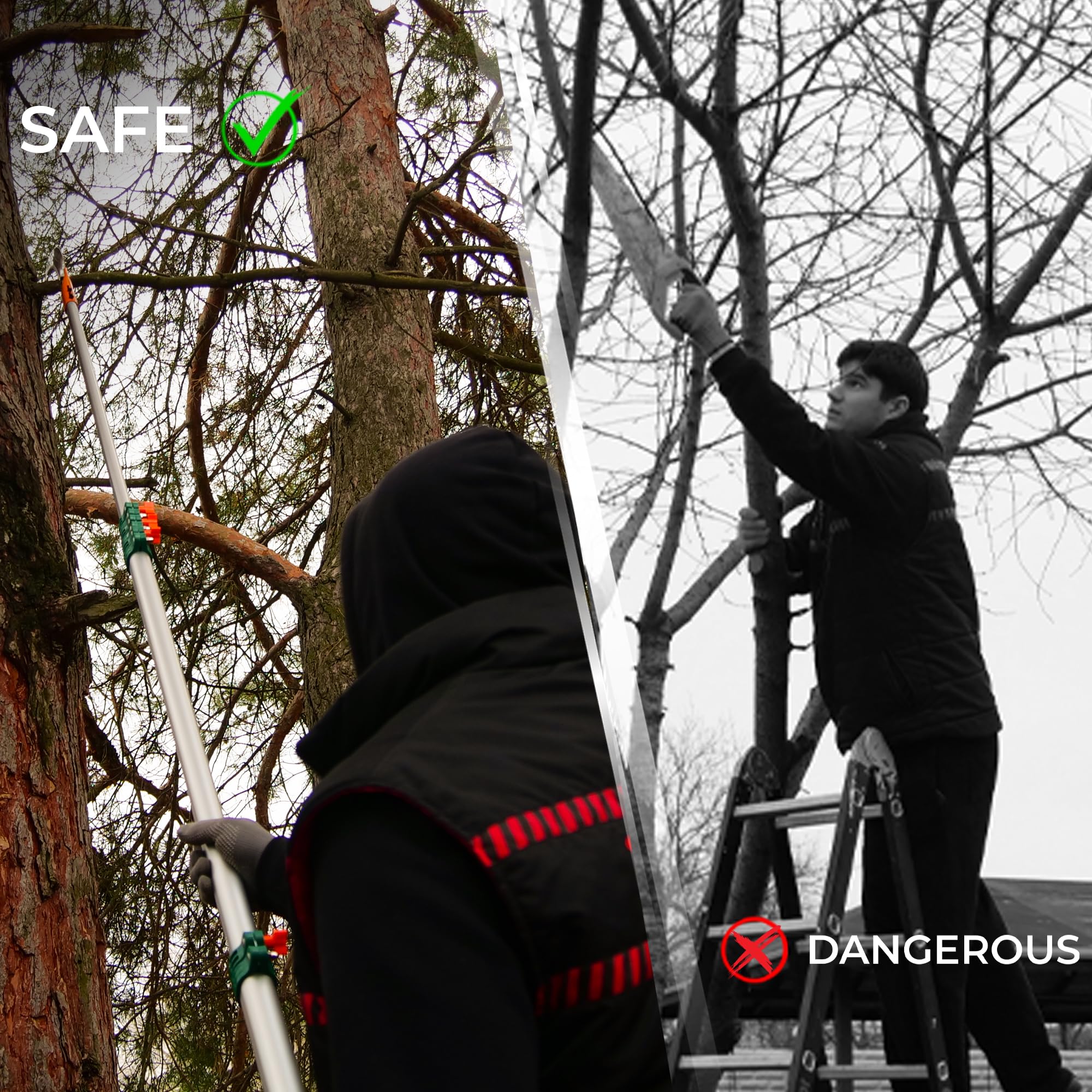 Start Pro beside person showing scale and up-to-27-foot effective reach