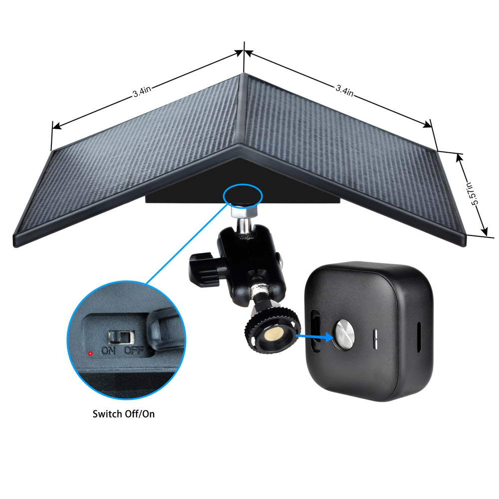 StartVision adjustable bracket close-up illustrating tilt adjustment for optimized sun exposure and improved charging
