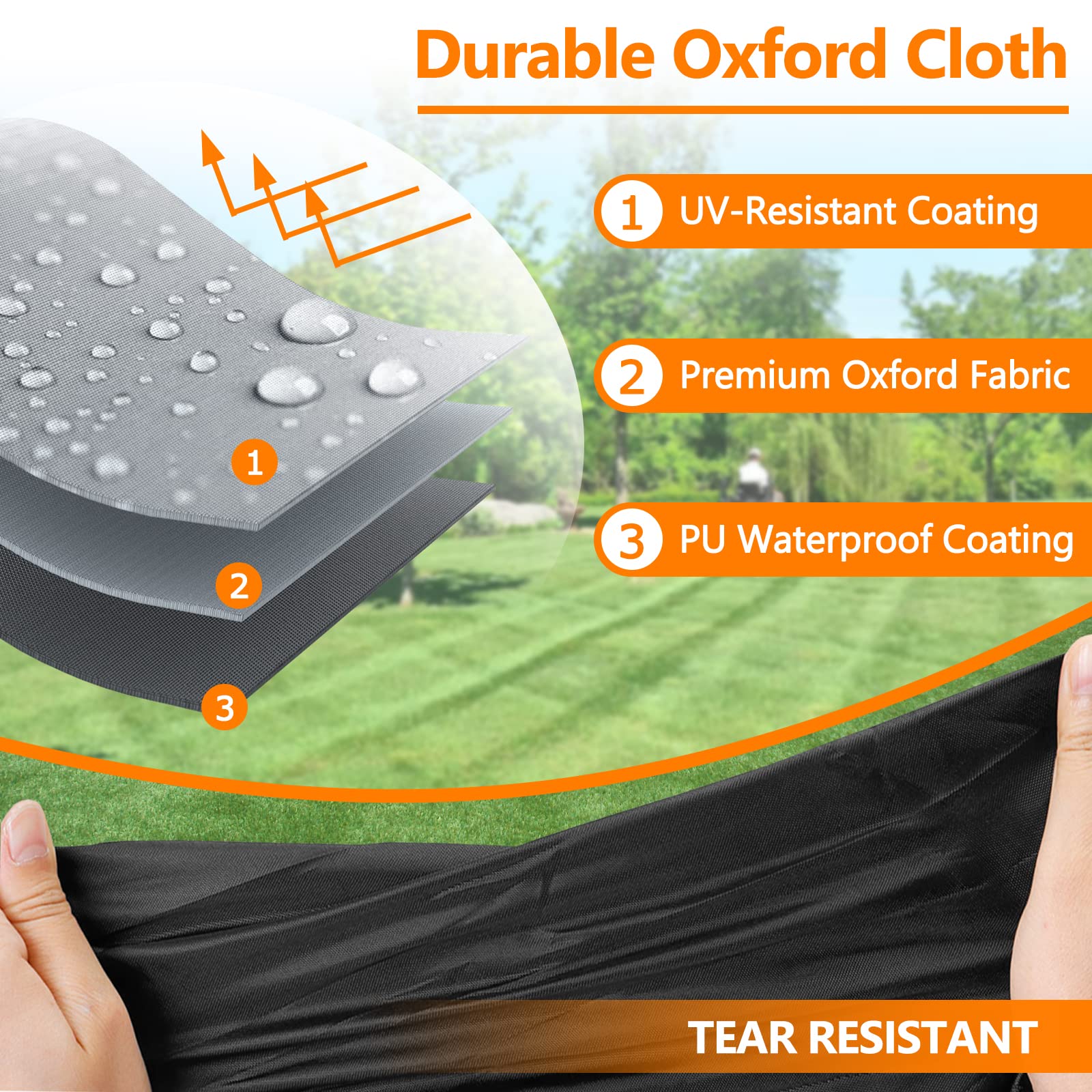 STARTWO closeup fabric texture highlighting PU-coated oxford fabric for waterproofing