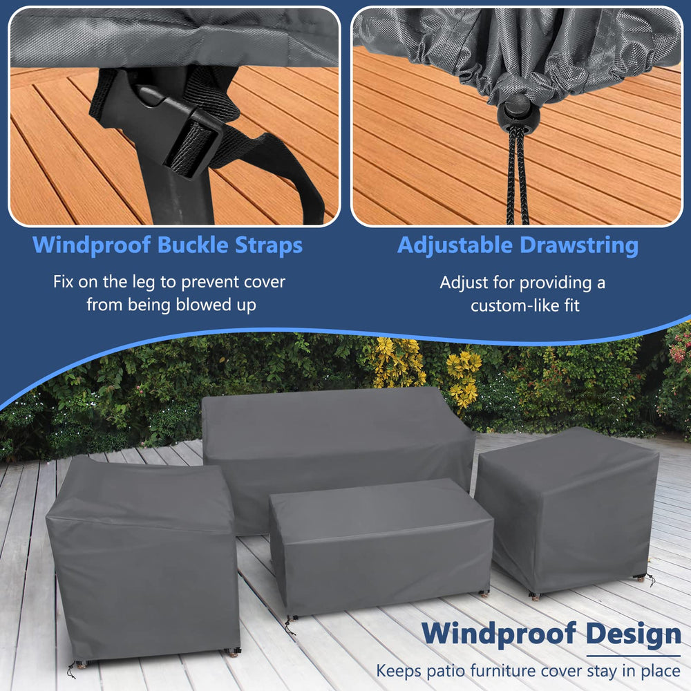 STARTWO top-down view showing coffee table cover fit and water-shedding shape