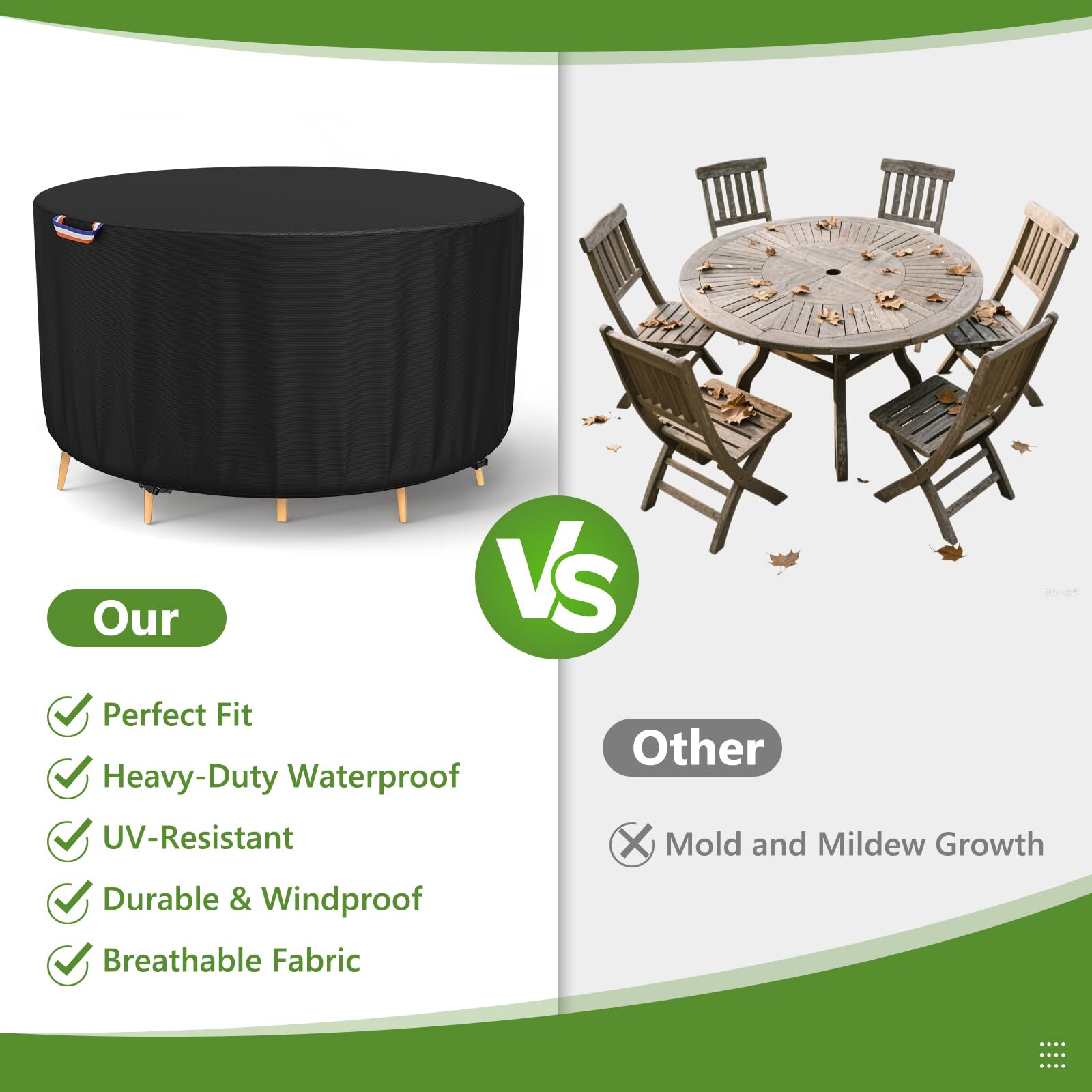STARTWO cover installed on a patio table demonstrating full outdoor protection
