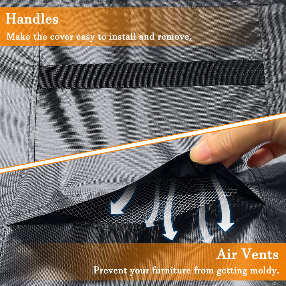 STARTWO drawstring hem detail tightened around furniture base, offers snug windproof fit