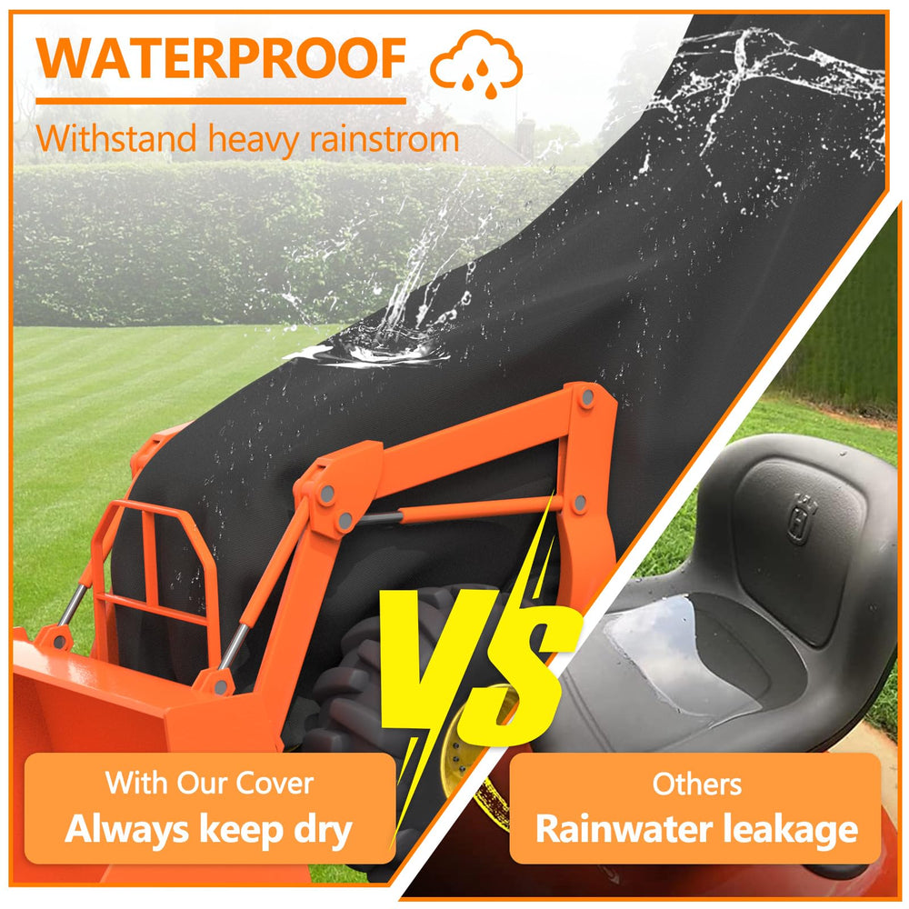 STARTWO elastic hem and buckle strap secured under tractor to resist wind uplift