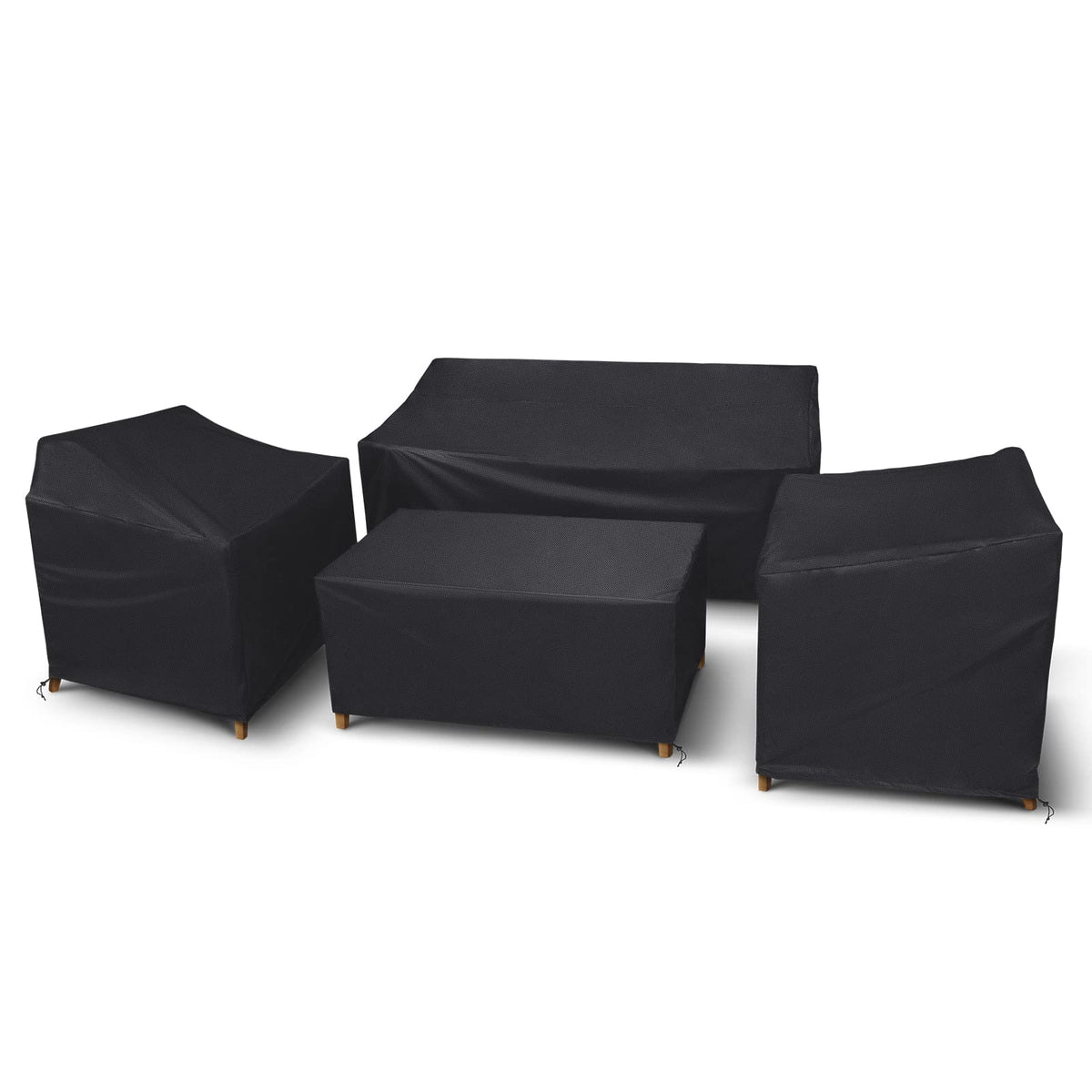 STARTWO front view of complete 4-piece black cover set protecting furniture