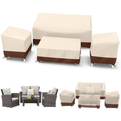 STARTWO front view of all four beige covers protecting patio set