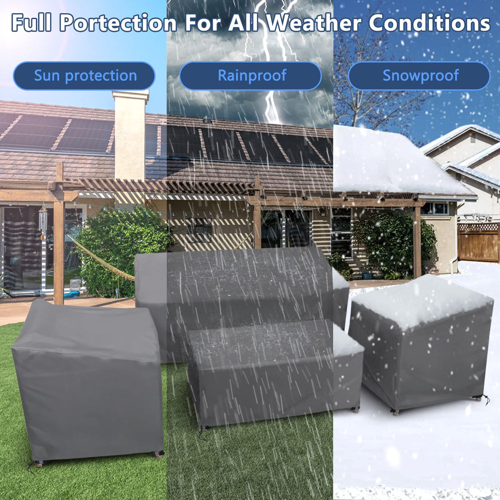 STARTWO loveseat covered in backyard scene, maintains furniture clean and ready