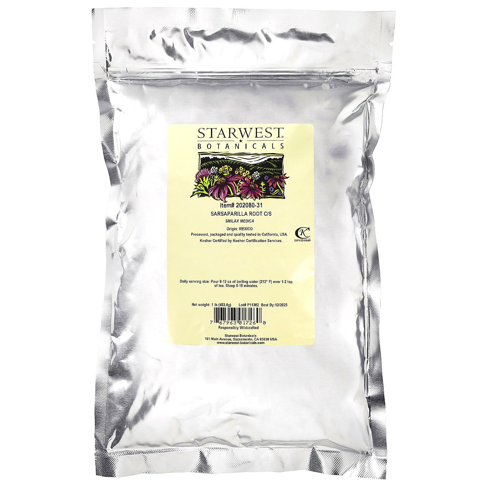 Starwest Botanicals close-up of cut-and-sifted sarsaparilla root texture highlighting infusion readiness