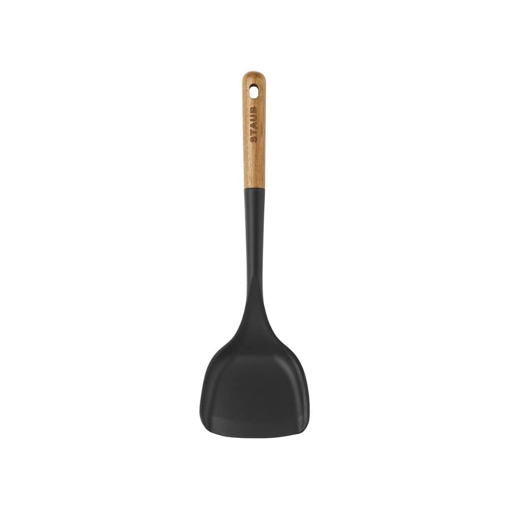 STAUB black silicone head detail, gentle on enamel and nonstick pans