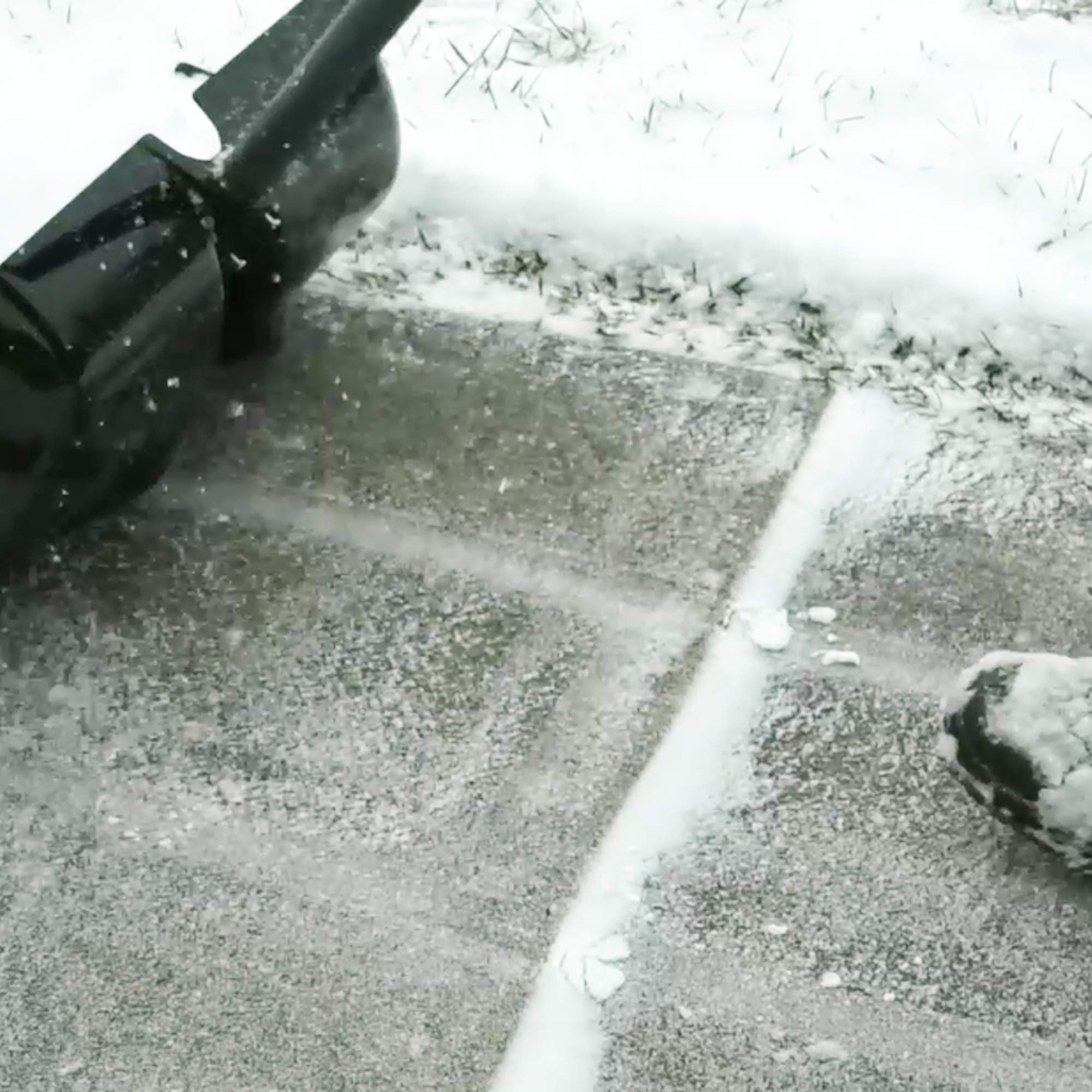 Stay+Safe shovel in use on composite deck clearing snow without damage