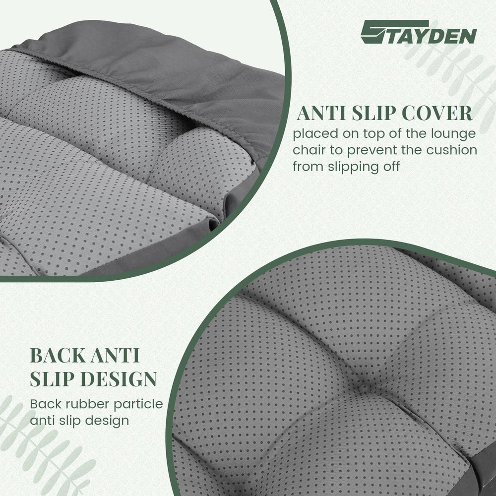 STAYDEN non-slip backing view showing grip that prevents sliding on lounge frames