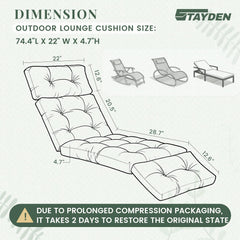 STAYDEN detailed tie straps securing cushion to chaise for stable slip-free seating