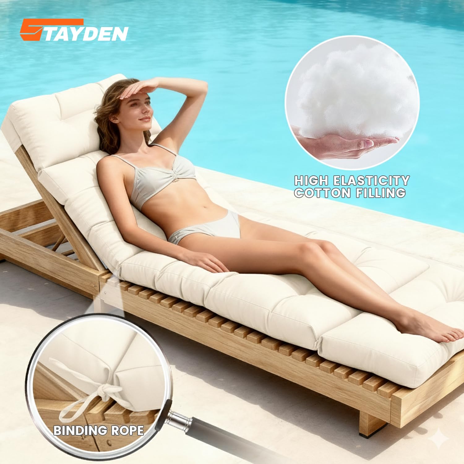 STAYDEN fabric close-up showing 300D texture and weather resistance benefits