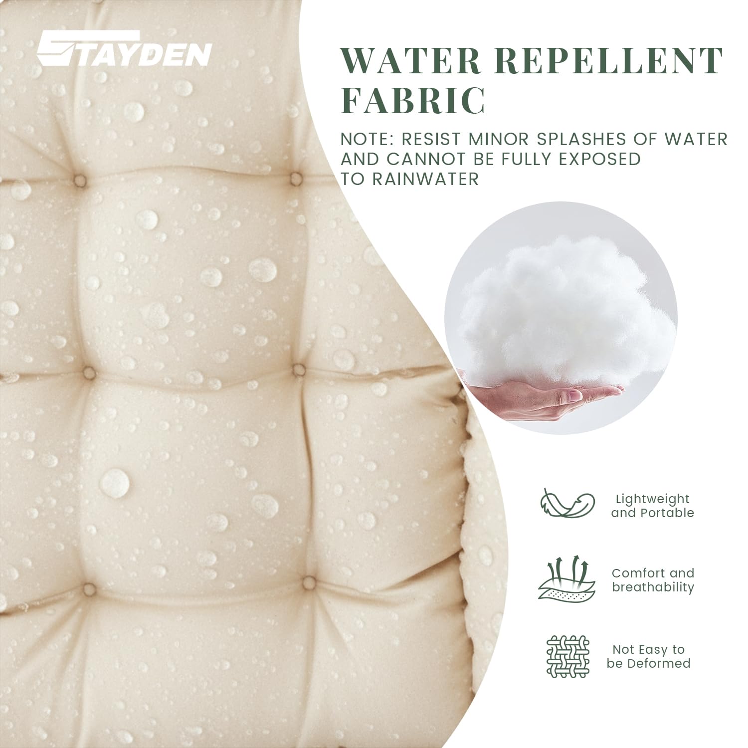STAYDEN cushion in use on poolside lounge demonstrating outdoor comfort