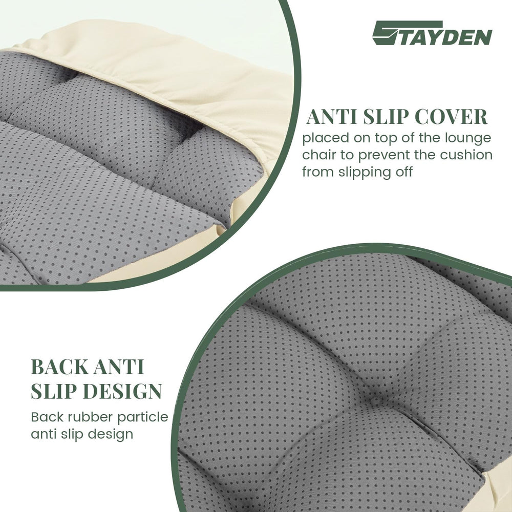 STAYDEN straps and ties displayed for secure attachment to chaise lounge