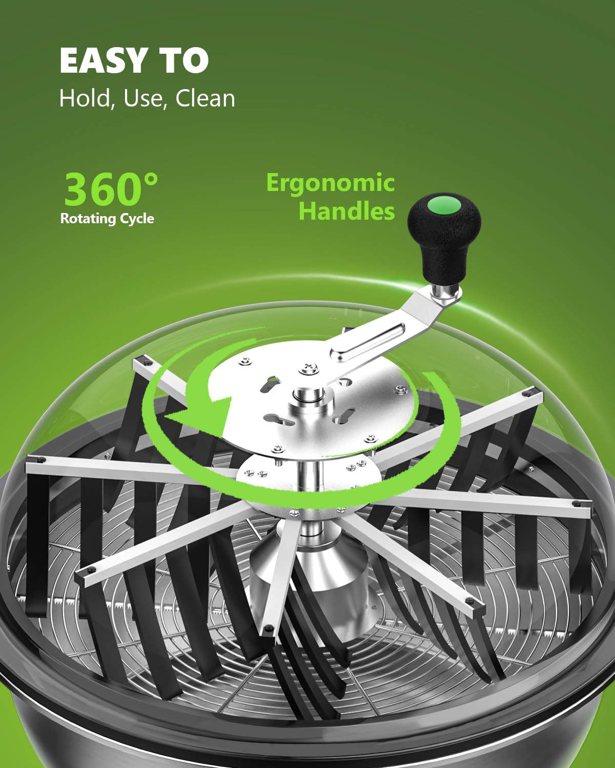 STAYGROW removable handle in crank action reducing hand fatigue