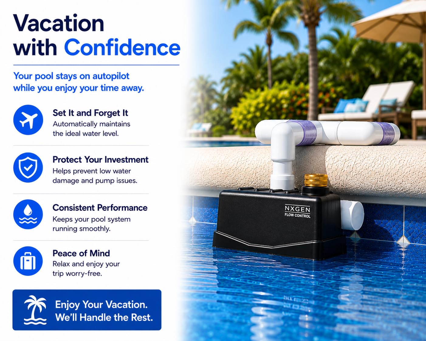 Staypoollizer user attaching garden hose demonstrating quick, no-plumbing setup benefit