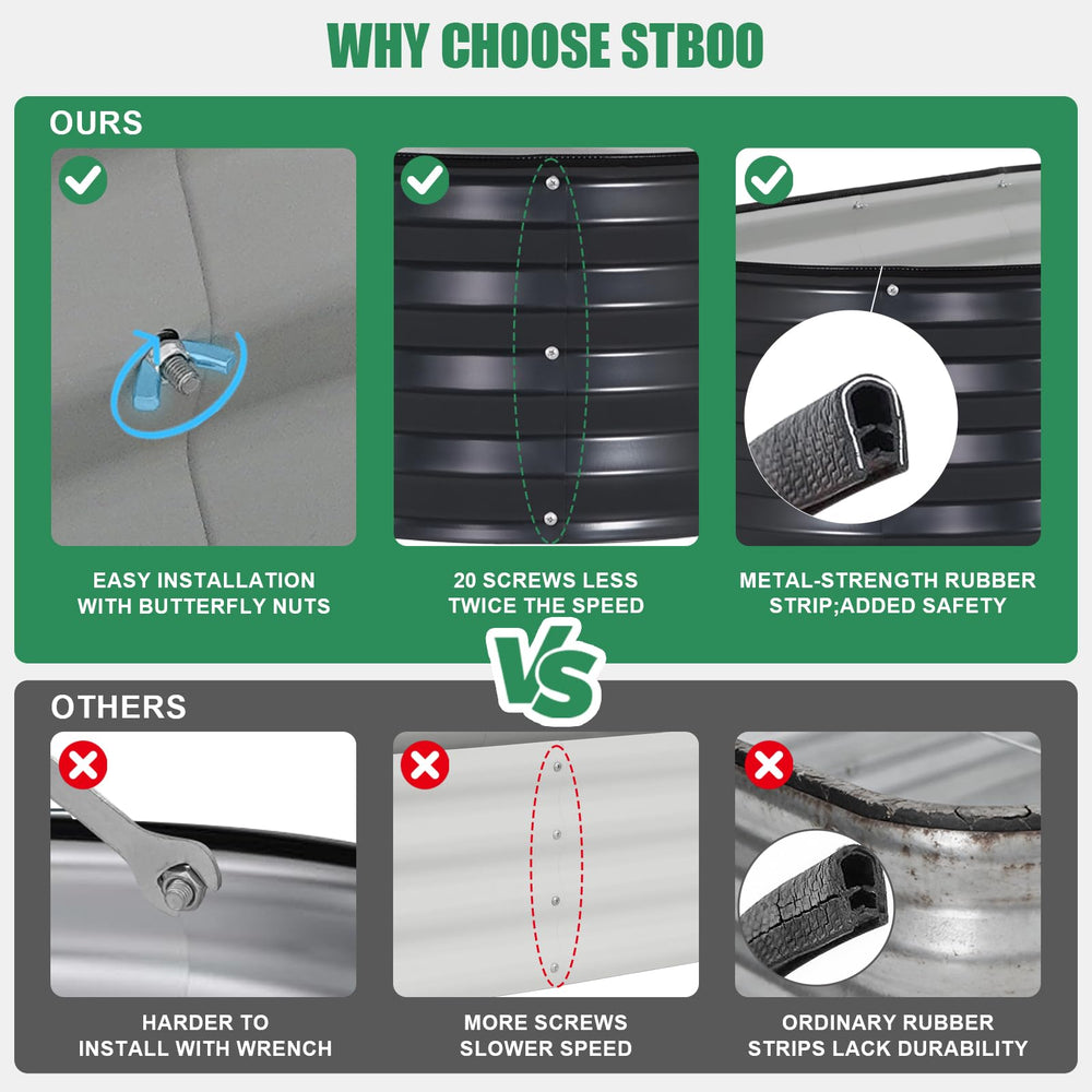 STBoo rubber strip edge detail protecting hands and plants from sharp metal
