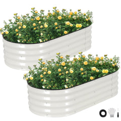 STBoo white raised bed front view showing neat modern finish and sturdy planting benefit