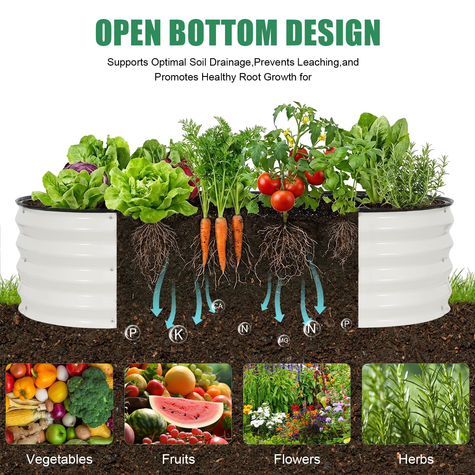 STBoo bed next to hand tool showing size scale and easy-access planting benefit