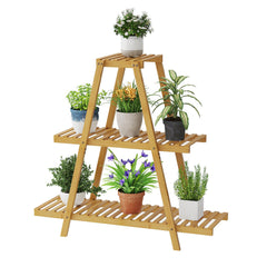 STDDRE front view of 3-tier bamboo stand showing stable display benefit