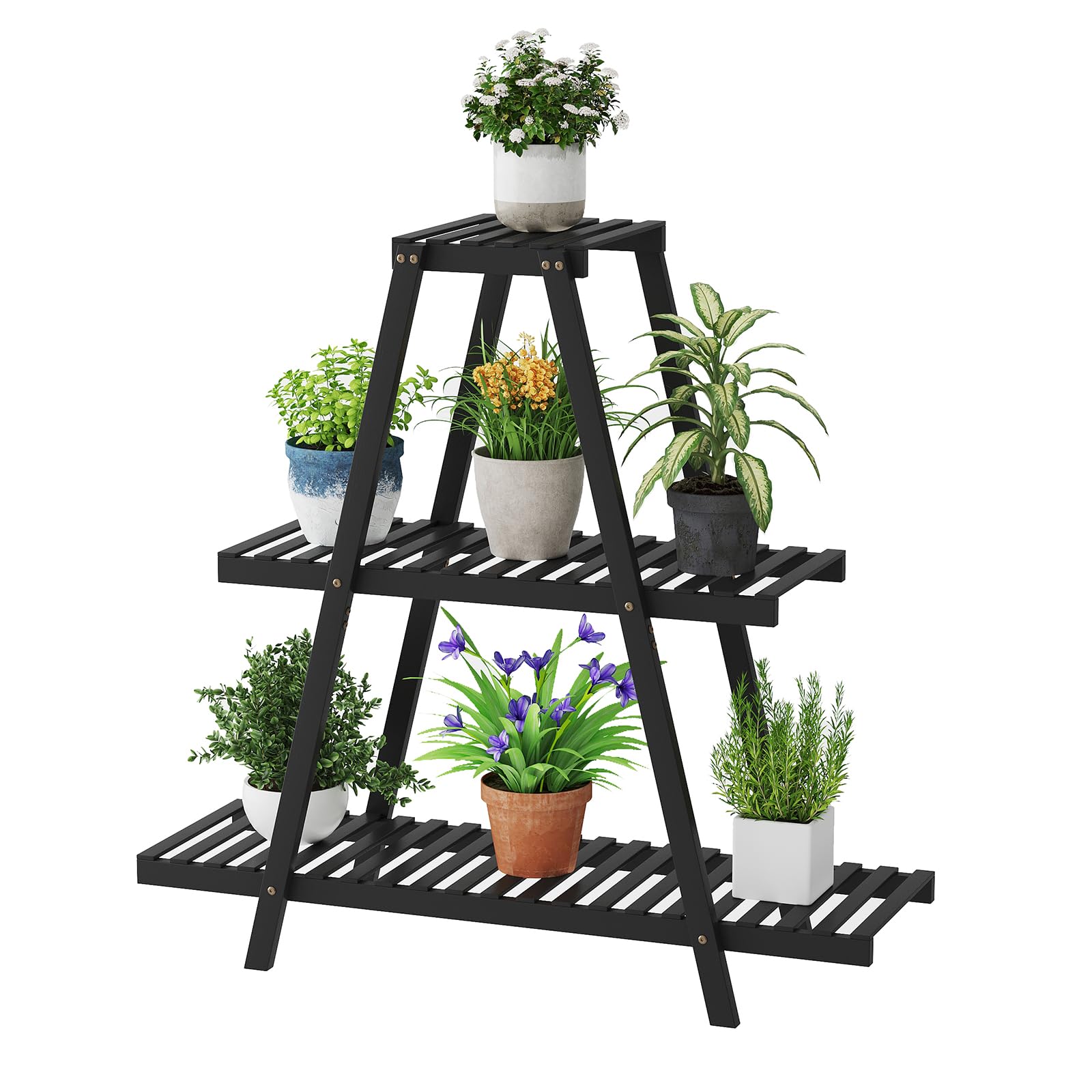 STDDRE front view of black 3-tier stand showing clean lines and capacity
