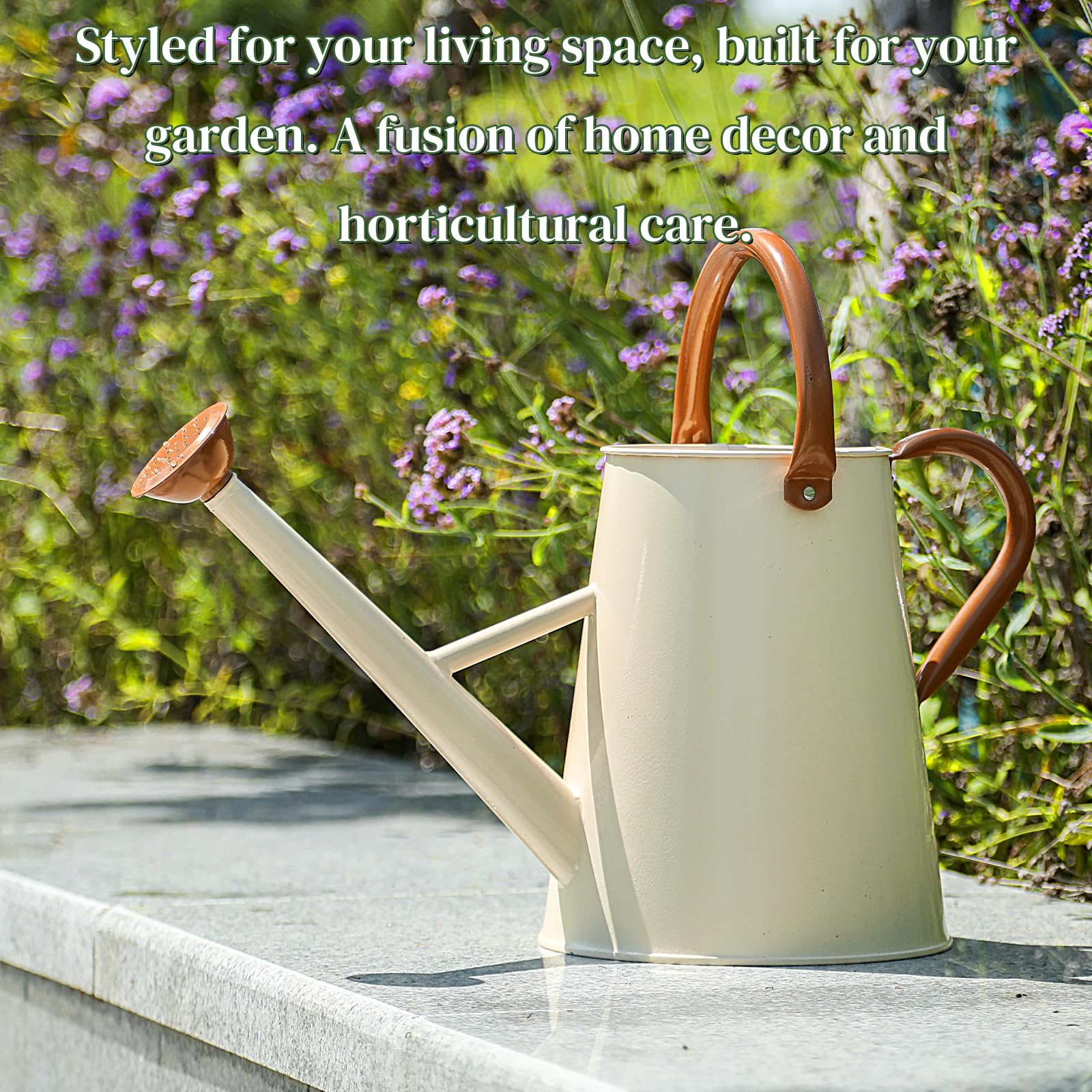Stdemarzo watering can on patio near plants illustrating outdoor-ready durability