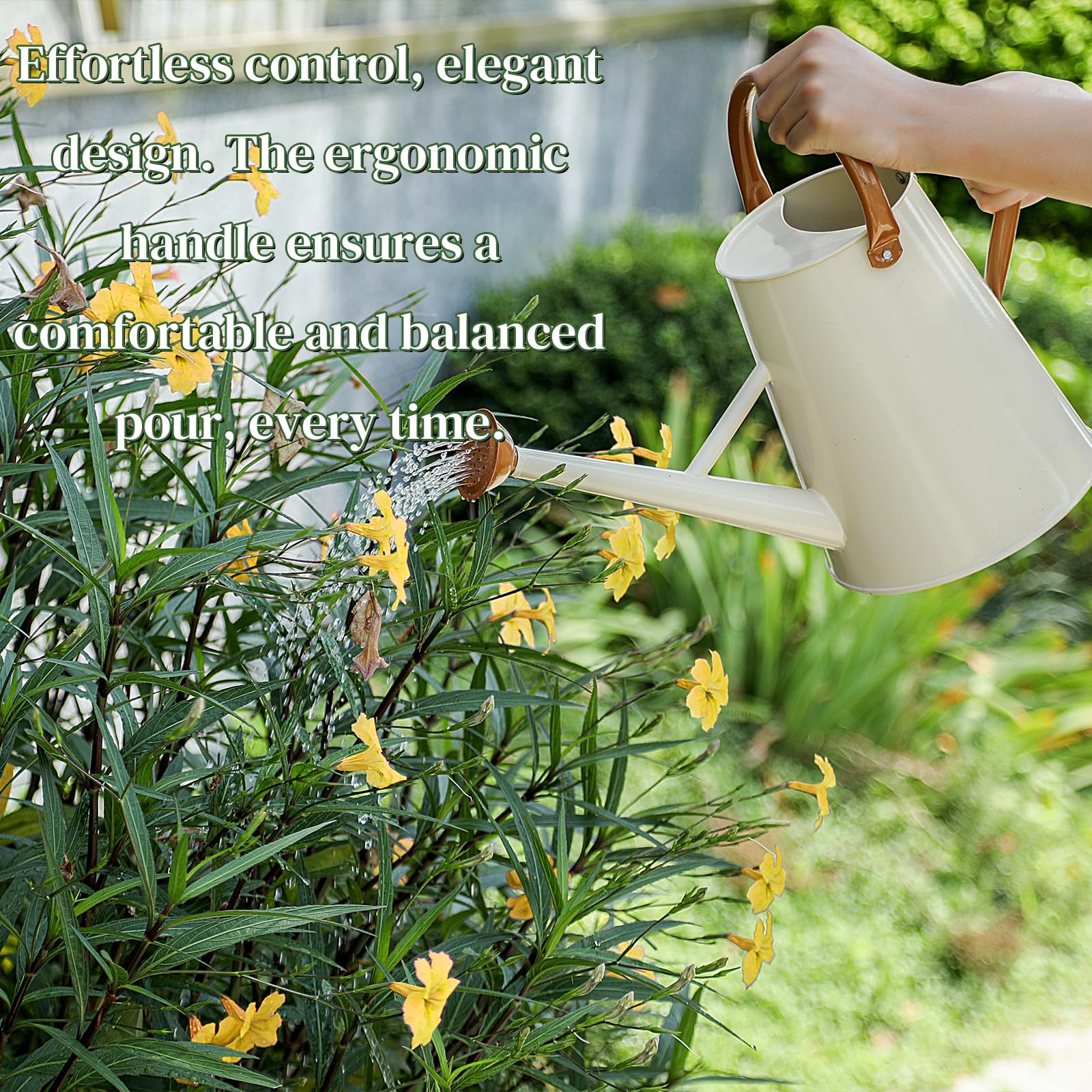Stdemarzo pouring water into a potted plant to reduce soil disturbance