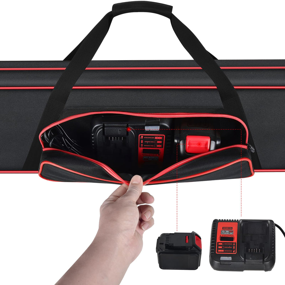 Steadtep bag beside a collapsed pole saw showing scale and fit confirmation