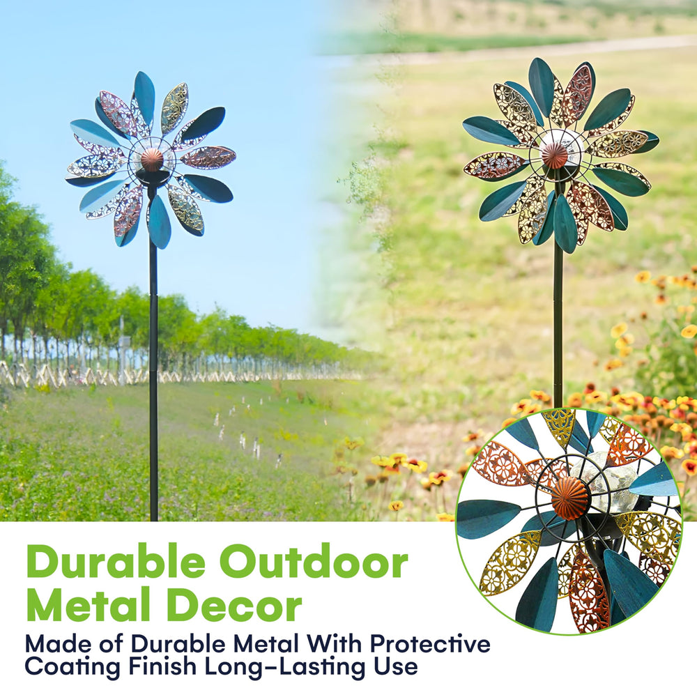 SteadyDoggie multi-color glass orb close-up highlighting vibrant solar-lit glow for evening ambiance