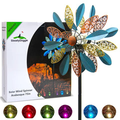 SteadyDoggie front view of 75-inch arabesque wind spinner showing height and design for curb appeal
